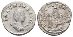 Roman Imperial Coins SALONINA (Augusta, 254-268).Antioch.Antoninianus. Obv : SALONINA AVG. Diademed and draped bust left, set on crescent. Rev : ROMAE AETERNAE. Roma seated left on shield, holding sce