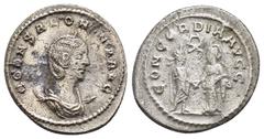 Roman Imperial Coins SALONINA.(254-268).Samosata.Antoninianus. Obv : CORN SALONINA AVG. Draped bust right, set on a crescent. Rev : CONCORDIA AVG. Gallienus and Salonina standing facing each other, cl