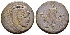 GREEK COINS PONTOS.Amisos.Time of Mithradates VI Eupator.(Circa 105-90 or 90-85 BC).Ae. Obv : Helmeted head of Athena right. Rev : AMI - ΣOY. Perseus standing left, holding harpa and head of Medusa, w
