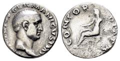 ROMAN IMPERIAL COINS VITELLIUS.(69).Rome. Denarius. Obv : A VITELLIVS GERMANICVS IMP. Bare head right. Rev : CONCORDIA PR. Concordia seated left, holding patera and cornucopia. RIC 66. Condition : Goo