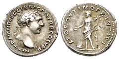 ROMAN IMPERIAL COINS TRAJAN.(98-117). Rome.Denarius. Obv : IMP TRAIANO AVG GER DAC P M TR P COS V P P. Laureate bust right, wearing aegis. Rev : S P Q R OPTIMO PRINCIPI. Genius standing left, holding 