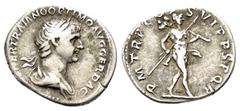 ROMAN IMPERIAL COINS TRAJAN.(98-117).Rome.Denarius. Obv : IMP CAES NER TRAIANO OPTIM AVG GER DAC PARTHICO. Laureate and draped bust right. Rev : P M TR P COS VI P P S P Q R. Mars advancing right, hold