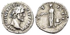 ROMAN IMPERIAL COINS ANTONINUS PIUS.(138-161).Rome.Denarius. Obv : ANTONINVS AVG PIVS P P TR P XVII. Laureate head right. Rev : COS IIII. Annona standing left, holding two grain ears and resting hand 