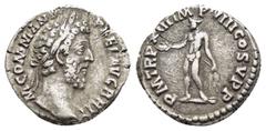 ROMAN IMPERIAL COINS COMMODUS (177-192).Rome.Denarius. Obv : M COMM ANT P FEL AVG BRIT. Laureate head right. Rev : P M TR P XIII IMP VIII COS V P P. Genius standing left, holding grain ears and patera