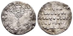 BYZANTINE COINS NICEPHORUS II PHOCAS (963-969).Constantinople.Miliaresion. Obv : + IhSVS XRI-STVS nICA *. Cross crosslet set on globus above two steps; in central medallion, crowned bust of Nicephorus
