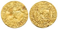MEDIEVAL and WORLD COINS AUSTRIA.Carlo Arciduca.(1564-1590).Ducato 1587. Au. Obv : CAROLVS DEI G - ARCHIDVX. Archduke standing and holding scepter frontally. Rev : AVSTRIÆ ET CARINTHIÆ ZC 87. Crowned 