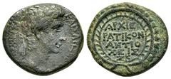 ROMAN PROVINCIAL COINS SYRIA. Seleucis and Pieria. Antioch. Augustus. (27 BC-14).Ae. Obv : KAIΣAPI ΣEBAΣTΩ APXIEPEI. Laureate head right. Rev : APXIEPATIKON ANTIOXEIΣ ZK in wreath of archiereus. RPC o