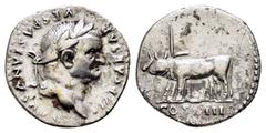ROMAN IMPERIAL COINS VESPASIAN.(69-79).Rome.Denarius. Obv : IMP CAESAR VESPASIANVS AVG. Laureate head right. Rev : COS VIII. Yoke of two oxen left. RIC² 943. Condition : Good very fine. Material : Sil