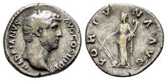 ROMAN IMPERIAL COINS HADRIAN.(117-138). Rome.Denarius. Obv : HADRIANVS AVG COS III P P. Bare head right. Rev : FORTVNA AVG. Fortuna standing left with cornucopia and rudder set on globe. RIC 244. Cond