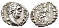 ROMAN IMPERIAL COINS CLODIUS ALBINUS.(Caesar, 193-195).Rome.Denarius. Obv : D CL SEPT ALBIN CAES. Bare head right. Rev : ROMAE AETERNAE. Roma seated left on shield, holding palladium and spear. RIC 11