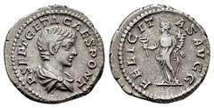 ROMAN IMPERIAL COINS GETA.(Caesar, 198-209).Rome.Denarius. Obv : P SEPT GETA CAES PONT. Draped bust right. Rev : FELICITAS AVGG. Felicitas standing left with caduceus and cornucopia. RIC 8. Condition 