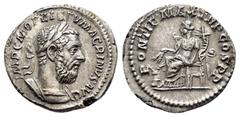ROMAN IMPERIAL COINS MACRINUS.(217-218).Rome.Denarius. Obv : IMP C M OPEL SEV MACRINVS AVG. Laureate and cuirassed bust right. Rev : PONTIF MAX TR P COS P P. Annona seated left on throne, holding corn