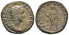 ROMAN IMPERIAL COINS JULIA MAMAEA.(Augusta, 222-235).Rome.Sestertius. Obv : IVLIA MAMAEA AVGVSTA. Draped bust right, wearing stephane. Rev : FELICITAS PVBLICA / S - C. Felicitas standing left, holding