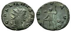 ROMAN IMPERIAL COINS GALLIENUS.(253-268).Mediolanum.Antoninianus. Obv : GALLIENVS AVG. Radiate bust right, drapery on far shoulder. Rev : VIRTVS AVG VI. Virtus standing left, holding spear and resting