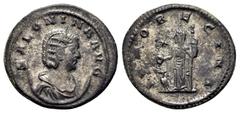 ROMAN IMPERIAL COINS SALONINA.(Augusta, 254-268).Antioch.Antoninianus. Obv : SALONINA AVG. Draped bust right, wearing stephane and set upon crescent. Rev : IVNO REGINA. Juno standing left, holding pat