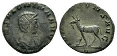 ROMAN IMPERIAL COINS SALONINA.(Augusta, 254-268).Rome.Antoninianus. Obv : COR SALONINA AVG. Diademed and draped bust right on crescent. Rev : IVNONI CONS AVG. Stag walking left; Δ in exergue. RIC 16 (