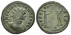 ROMAN IMPERIAL COINS AURELIAN.(270-275). Rome. Antoninianus. Obv : IMP AVRELIANVS AVG. Radiate and cuirassed bust right. Rev : RESTITVT ORBIS / A. Aurelian standing left, holding long sceptre and bein
