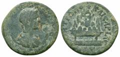 Roman Provincial Coins CAPPADOCIA.Caesarea.Julia Paula.219-220 AD.AE Bronze Obverse : ΙΟΥΛΙΑ ΚΟΡΝΗΛΙ ΠΑΥΛΑ ϹƐΒϹΤΗ; draped and diademed bust of Julia Paula, right Reverce : ΜΗΤΡΟΠΟ ΚΑΙϹΑΡΙΑϹ; agalma of