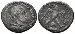 Roman Provincial Coins SYRIA.Seleucis and Pieria..Antioch.Macrinus.217-218 AD.AR Tetradrachm Obverse : ΥΤ Κ Μ ΟΠ CΕ ΜΑΚΡΙΝΟC C; Laureate head of Macrinus to right Reverse : ΔΗΜΑΡΧ ΕΞ ΥΠΑΤΟC ΠΠ; eagle 