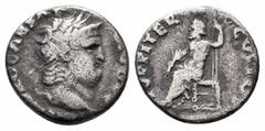 Roman Imperial Coins NERO.54 - 68 AD.Rome Mint.AR Denarius Obverse : NERO CAESAR AVGVSTVS; Head of Nero, laureate, right, with beard Reverse : IVPPITER CVSTOS; Jupiter, bare to waist, cloak round lowe