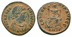 Roman Imperial Coins THEODOSIUS I.379-395 AD.Antioch Mint.AE Bronze Obverse : D N THEODO SIVS P F AVG; Bust of Theodosius I, pearl-diademed, draped and cuirassed, right Reverse : CONCOR-DIA AVGGG; Con