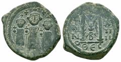 Byzantine Coins HERACLIUS with HERACLIUS CONSTANTINE and MARTINA.610-641 AD.Thessalonica Mint.AE Follis Obverse : Heraclius, in centre, flanked by Martina, on left, and Heraclius Constantine, on right