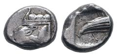 Greek Coins LYCIA. Phaselis. Circa 500-440 BC. AR Stater.Prow of galley left in the form of a forepart of a boar / Stern of galley right within incuse square. Heipp-Tamer Series 4, Emission 1, 49 (V25