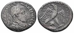 Roman Provincial Coins SYRIA.Seleucis and Pieria.Antioch.Macrinus.217-218 AD.AR Tetradrachm.ΥΤ Κ Μ ΟΠ CΕ ΜΑΚΡΙΝΟC C, laureate head of Macrinus to right / ΔΗΜΑΡΧ ΕΞ ΥΠΑΤΟC ΠΠ, eagle standing facing wit