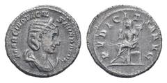 Roman Coins OTACILIA SEVERA. 244-249 AD.Rome mint.AR Antoninianus. MARCIA OTACIL SEVERA AVG, Diademed and draped bust of Otacilia Severa on crescent to right / PVDICITIA AVG, Pudicitia, veiled, seated
