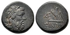Greek Coins PAPHLAGONIA.(120-80 BC).AE.Sinope. Obv : Laureate head of Zeus right. Rev : ΣΙΝΩΠΗΣ. Eagle standing left on thunderbolt, wings spread and head to right; to left, monogram. SNG BM Black Sea