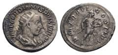Roman Coins GORDIAN III (238-244). Antoninianus. Rome. Obv: IMP GORDIANVS PIVS FEL AVG. Radiate, draped and cuirassed bust right. Rev: P M TR P IIII COS II P P. Gordian advancing right in military dre