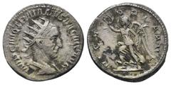 Roman Coins TRAJANUS DECIUS (249-251). Antoninianus. Rome.IMP C M Q TRAIANVS DECIVS AVG, Bust of Trajan Decius, radiate, draped, cuirassed, right / VICTORIA AVG: Victory, winged, draped, running left,