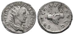 Roman Coins HERENNIA ETRUSCILLA (Augusta, 249-251). Antoninianus. Rome.Q HER ETR MES DECIVS NOB C: Bust of Herennius Etruscus, radiate, draped, right / CONCORDIA AVGG: Two clasped right hands.RIC IV 1