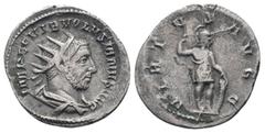 Roman Coins VOLUSIAN (251-253). Antoninianus. Mediolanum.IMP C C VIB VOLVSIANVS AVG: Bust of Volusian, radiate, draped, cuirassed, right / VIRTVS AVGG: Virtus, helmeted, wearing military attire, stand