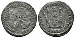 Roman Coins LICINIUS I (308-324 AD). Follis. Nicomedia. Obv: DD NN IOVII LICINII INVICT AVG ET CAES. The laurel busts of Licinius I and II juxtaposed with paludamentum over cuirass, together hold a st