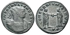 Roman Coins AURELIAN.270-275 AD. Siscia mint.Antoninianus.IMP AVRELIANVS AVG, bust of Aurelian, radiate, draped, right or bust of Aurelian, radiate, cuirassed, right / CONCORDIA MILITVM, Aurelian, tog