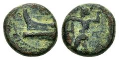 Greek Coins LYCIA.Phaselis.(Circa 221/0-190 BC). Ae. Obv : Prow to left. Rev : Men nude. Holding spear. Condition : Very fine. Weight : 2.05 gr Diameter : 11 mm