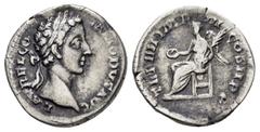 Roman Coins COMMODUS.(177-192).Rome.Denarius. Obv : L AVREL COMMODVS AVG. Head of Commodus, laureate, right. Rev : TR P IIII IMP III COS II P P. Victory, winged, draped, seated left on low seat, holdi