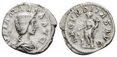 Roman Coins JULIA MAESA.(218-222).Rome.Denarius. Obv : IVLIA MAESA AVG. Bust of Julia Maesa, hair waved and turned up low at the back, draped, right. Rev : FECVNDITAS AVG. Fecunditas, draped, standing