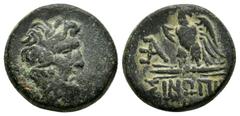 Greek Coins PAPHLAGONIA.Sinope.(Circa BC).Ae. Obv : Laureate head of Zeus right. Rev : ΣΙΝΩΠΗΣ. Eagle standing left on thunderbolt, head to right, AE monogram to left. Waddington. Condition : Red-brow