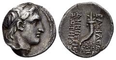 Greek Coins SELEUKID KINGS of SYRIA. Demetrios I.(162-150 BC).Antioch.Drachm. Obv : Diademed head of Demetrios right. Rev : BAΣIΛEΩΣ ΔHMHTPIOY ΣΩTHPOΣ / AΞP. Cornuopia, two monograms; date below. SC 1