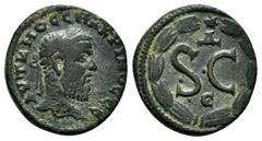 Roman Provincial Coins SYRIA, Seleucis and Pieria. Antioch. Macrinus.(217-218). Ae. Obv : AVT K M O CЄ MAKPINOC CЄ. Lauretae head of Macrinus, right. Rev : Large S C; Δ above, Є below; all within laur