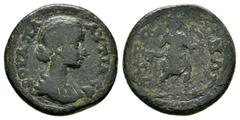 Roman Provincial Coins PHRYGIA, Otrus. Plautilla. (202-205). Ae. Obv : ΦOVΛ ΠΛAVTIΛ CЄ. Draped bust of Plautilla, right. Rev : OTPOHNΩN. Artemis advancing right, holding bow and drawing arrow from qui