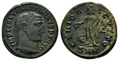 Roman Coins MAXIMINUS II.(305-309).Nicomedia.Follis. Obv : IMP C GAL VAL MAXIMINVS P F AVG. Head of Maximinus Daia, laureate to right. Rev : GENIO A VGVSTI Δ SMN. Genius, wearing modius, nude, chlamys