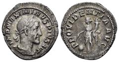 Roman Coins MAXIMINUS THRAX.(235-238).Rome.Denarius. Obv : IMP MAXIMINVS PIVS AVG. Laureate, draped and cuirassed bust right. Rev : PROVIDENTIA AVG. Providentia standing left, holding cornucopia and w