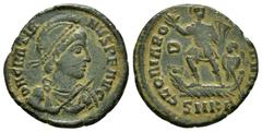 Roman Coins GRATIAN.(367-383).Cyzikos.Follis. Obv : DN GRATIANVS PF AVG. Diademed, draped and cuirassed bust right. Rev : GLORIA ROMANORVM / SMKA. Gratian standing left, head right, on galley, Victory