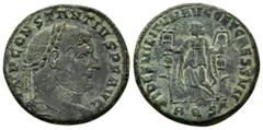 Roman Coins CONSTANTIUS I.(305-306).Aquileia.Follis. Obv : IMP CONSTANTIVS P F AVG. Head of Constantius Chlorus, laureate, right. Rev : FIDES MILITVM AVGG ET CAESS NN. Fides, draped, standing front, h