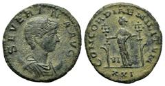 Roman Coins SEVERINA.(Augusta, 270-275).Antioch.Antoninianus. Obv: SEVERINA AVG. Draped bust right, wearing stephane and set upon crescent. Rev: CONCORDIAE MILITVM / XXI. Concordia standing left, hold