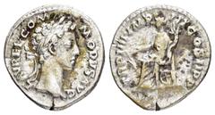 Roman Imperial Coins COMMODUS.(177-192).Rome.Denarius. Obv : L AVREL COMMODVS AVG. Laureate, draped and cuirassed bust right. Rev : TR P IIII IMP III COS II P P. Fortuna seated left, holding rudder an