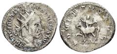 Roman Imperial Coins TRAJANUS DECIUS.(249-251). Antoninianus. Rome. Obv : IMP C M Q TRAIANVS DECIVS AVG. Radiate draped cuirassed bust right. Rev : ADVENTVS. Trajan Decius, in military attire, on hors